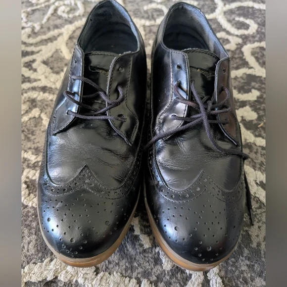 Diesel Wing Tips Black Leather Men's EU 42 US 9 - Picture 1 of 7